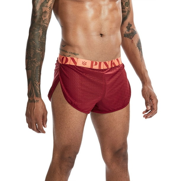Men Faux Boxers Underwear Pouch Trunks Square Cut Stretchy Posing Bikini Boxer